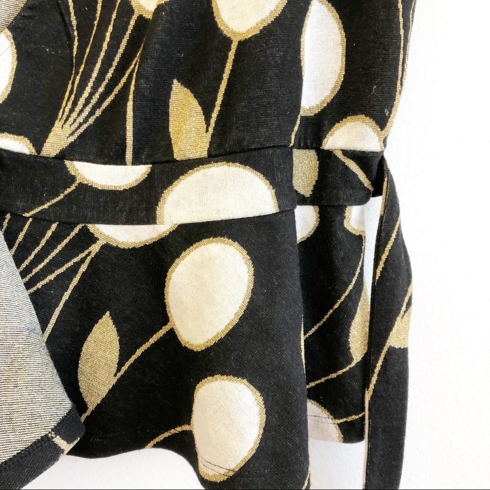 Anthropologie Black and Gold Wrap Top - Picture 14 of 17